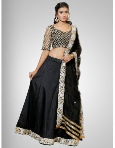 silk Embroidered Black Party Wear Lehenga