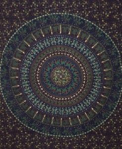 GRAY COTTON INDIAN MANDALA TAPESTRY QUEEN SIZE COTTON BEDDING DOUBLE BEDSPREAD