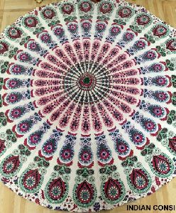 NEW PEACOCK WALL ROUNDIE HIPPIE THROW TAPESTRY