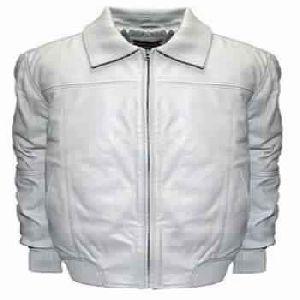 FRANCHISE CLUB HOME BASE CLASSIC FIT LEATHER BOMBER JACKET WHITE