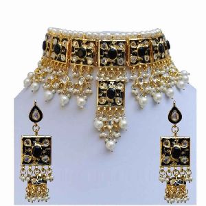 Beautiful Pearls Design Gold Plated Wedding Style Handmade Necklace Jewelry set