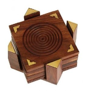 Carved wood drink squares