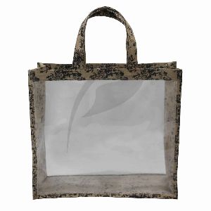 WINDOW BAG WITH JUTE HANDLE