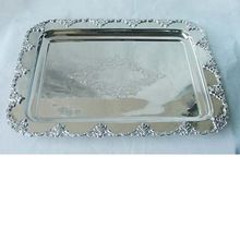 Brass Silver Serving Tray with center logo