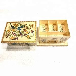 Carved Painted Camel Bone  Box