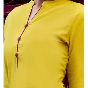 Stylish Cotton Yellow Womens Kurti Kurta