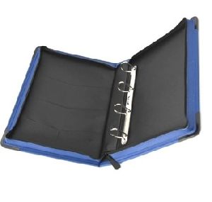 Leather zipper file with 4 ring binder
