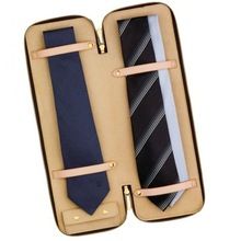 Tie Case Zipper Black Leather