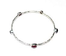 Garnet Cabochon Hammered Bangle