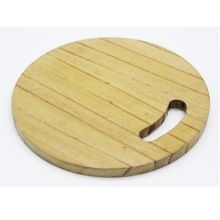 Round wooden chopping board for usage kitchen