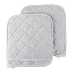 2 Piece Oversized Heat Resistant Quilted Cotton Pot Holders, Silver