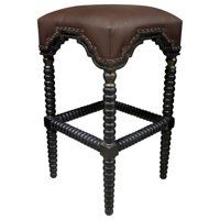 Abacus Bar Stool, Hand Rubbed Black w/ Gold Trim