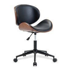 Mid-Century Swivel Office Desk Chair, Black