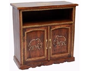 ANTIQUE TWO DOOR ELEPHANT CARVED SIDEBOARD