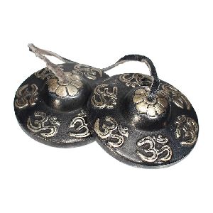 4.5cm Tibetan Tinsha bell black auspicious symbol design 