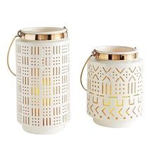 White Moroccan lantern candle holder