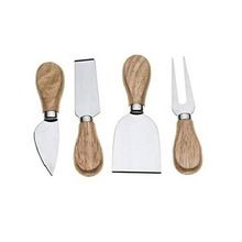 stainless steel cheese set with wood handle