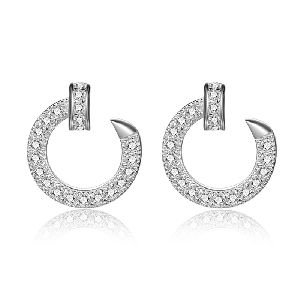 925 Sterling Silver Zircon Circle Stud Earrings