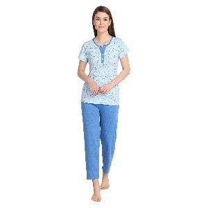 Carlo Bossi - Women's Printed 100% Cotton Pajama Set with Pocket
