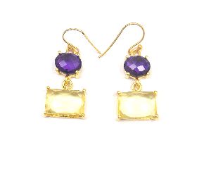 Amethyst Citrine Quartz Gemstone Earring