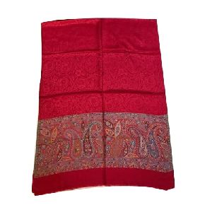 Red Embroidered Silk Stole