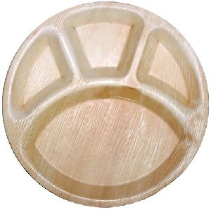 4 Partition Areca Leaf Round Plate