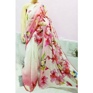 Printed Linen Saree