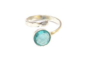 Blue Topaz Gemstone Silver Ring With Silver Plated