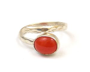 Carnelian Gemstone Ring with Silver Plated