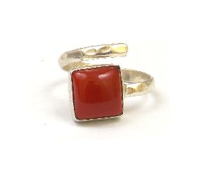 Carnelian Gemstone Ring with Silver Plated