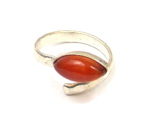 Carnelian Gemstone marquise shape Ring with Silver Plated