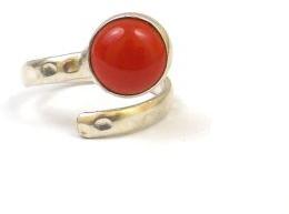 Carnelian Gemstone Silver Ring With Silver Plated