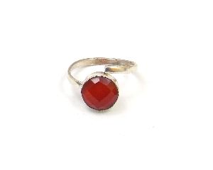 Carnelian Round Shape Gemstone Jewelry Ring With Silver Plated