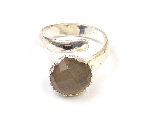 Gray Chalcedony Ring with silver plated