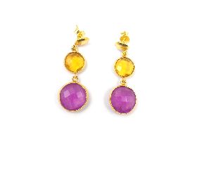 Lavender/Peach Gemstone Earring