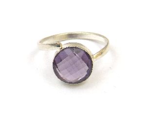 Amethyst Quartz Gemstone Ring With Silver Plated