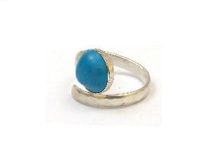 Turquoise Gemstone Ring with Silver Plated