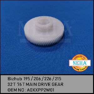 Bizhub 195 / 206 / 226 / 215 32 T 76 T MAIN DRIVE GEAR ,OEM NO : A0XXPP2W01