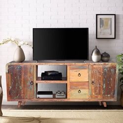 Reclaimed wood tv unit with two drawer