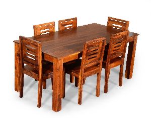 six seated wooden dining set