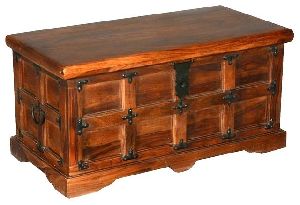 Solid wood trunk with iron work