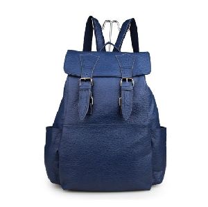 Blue Leather Backpack Bag
