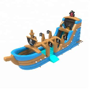 5006294-Kids Pirate Ship Inflatable Wet & Dry Slide