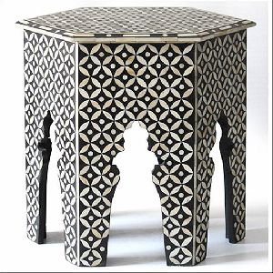 Bone Inlay stool with 4 leg