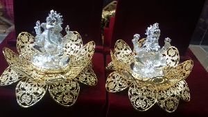 Silver Plated Laxmi Ganesh Statue