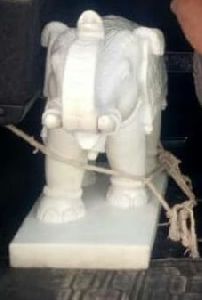 2 Feet White Stone Elephant Statue