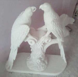 White Stone Parrot Statue