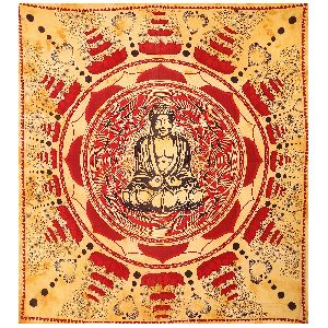 Buddha Meditation & Lotus Cotton Wall Hanging Tapestry