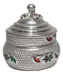 Plain Silver Kumkum Box