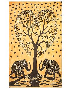 Elephant Tree of Life Cotton Wall Hanging Tapestry